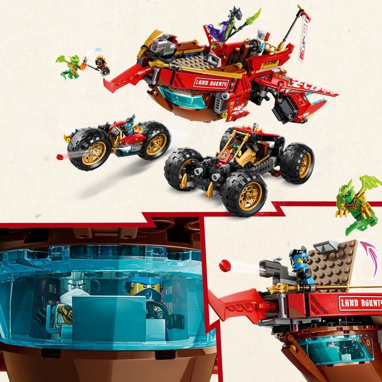 Produktbild: LEGO NINJAGO 71869 W&uuml;stensegler, Spielzeug-LKW f&uuml;r Kinder, 3 Fahrzeuge und 6 Minifiguren