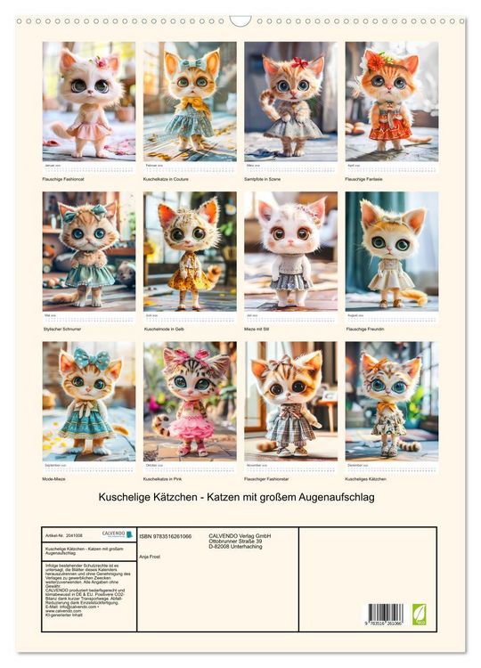 Produktbild: Kuschelige K&auml;tzchen - Katzen mit gro&szlig;em Augenaufschlag (Wandkalender 2026 DIN A2 hoch), CALVENDO Monatskalender