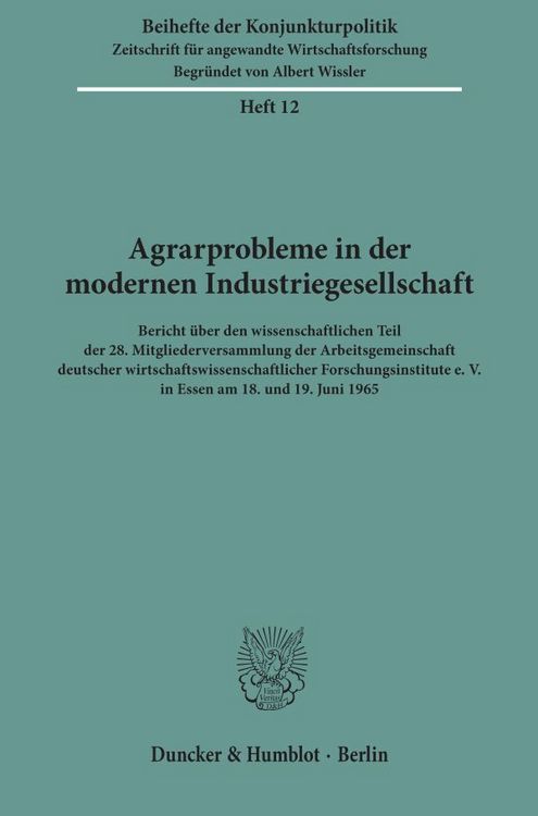 Produktbild: Agrarprobleme in der modernen Industriegesellschaft.