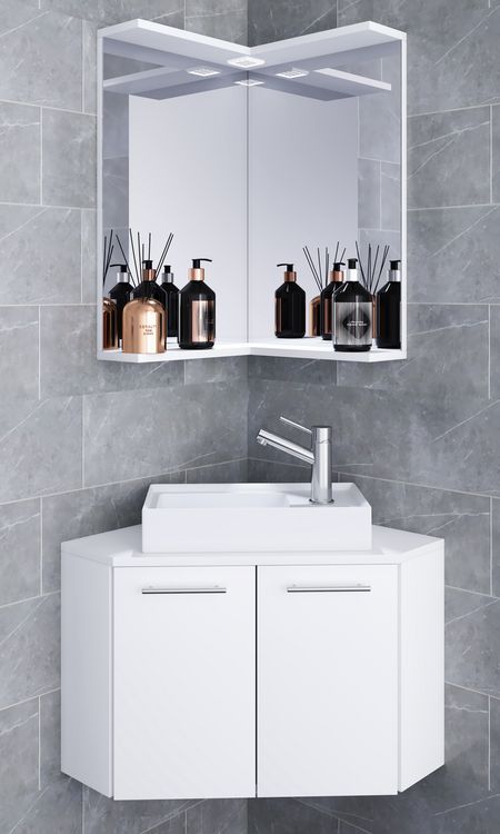 Produktbild: 3-tlg. Eck G&auml;ste WC Waschplatz Waschtisch Vilosa