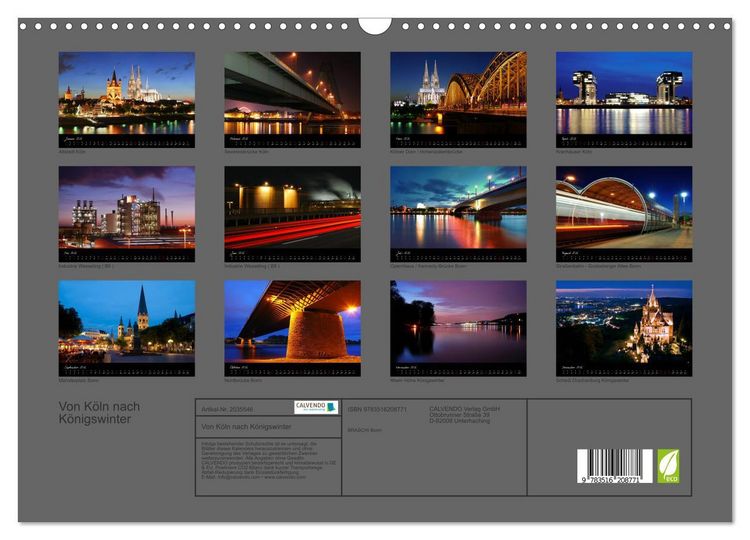 Produktbild: Von K&ouml;ln nach K&ouml;nigswinter (Wandkalender 2026 DIN A3 quer), CALVENDO Monatskalender