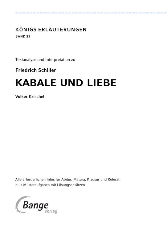 Produktbild: Kabale und Liebe von Friedrich Schiller