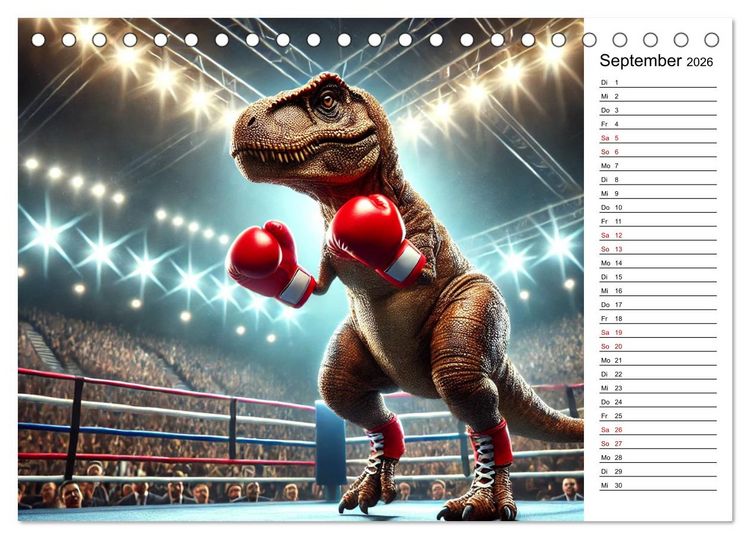 Produktbild: Sportlicher T-Rex - Mit Fun durch das Jahr (Tischkalender 2026 DIN A5 quer), CALVENDO Monatskalender