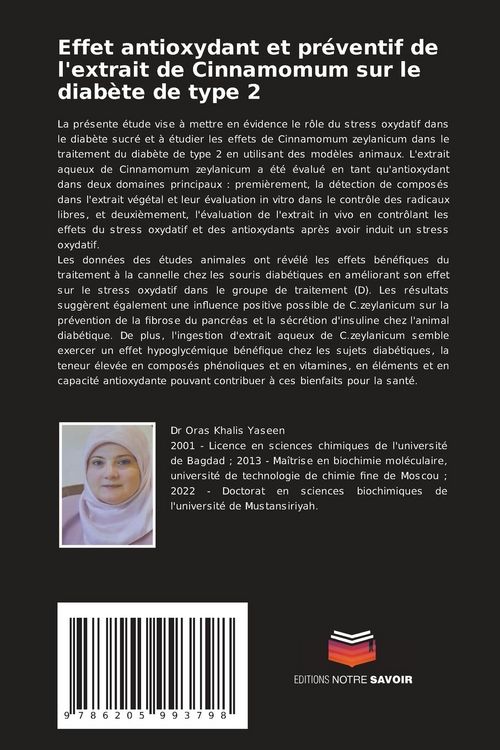 Produktbild: Effet antioxydant et pr&eacute;ventif de l'extrait de Cinnamomum sur le diab&egrave;te de type 2