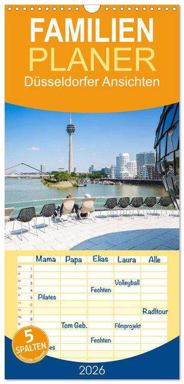 Produktbild: Familienplaner 2026 - D&uuml;sseldorfer - Ansichten mit 5 Spalten (Wandkalender, 21 x 45 cm) CALVENDO