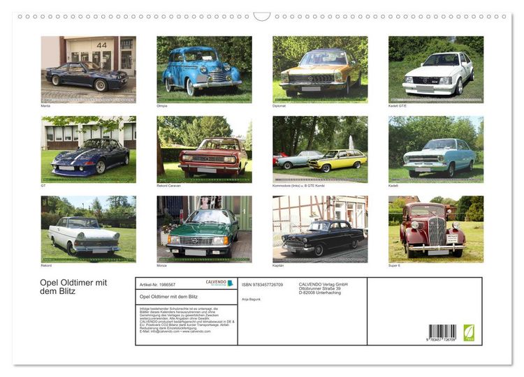 Produktbild: Opel Oldtimer mit dem Blitz (Wandkalender 2026 DIN A2 quer), CALVENDO Monatskalender