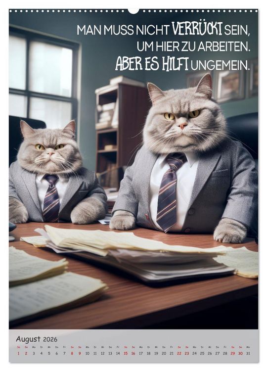 Produktbild: COOLE KATZEN Spr&uuml;cheklopfer (hochwertiger Premium Wandkalender 2026 DIN A2 hoch), Kunstdruck in Hochglanz