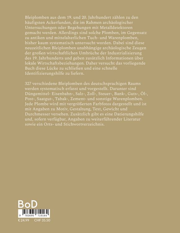 Produktbild: Bestimmungsbuch deutschsprachiger Bleiplomben von 1815 bis 1945