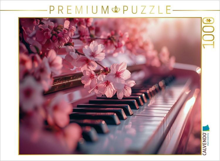 Produktbild: CALVENDO Puzzle Symphonie im Fr&uuml;hling - Klavier und Kirschbl&uuml;ten | 1000 Teile Lege-Gr&ouml;&szlig;e 64x48cm Foto-Puzzle f&uuml;r gl&uuml;ckliche Stunden