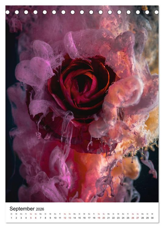 Produktbild: Spiel der Farben - Bl&uuml;ten unter Wasser mit Acrylfarben (Tischkalender 2026 DIN A5 hoch), CALVENDO Monatskalender