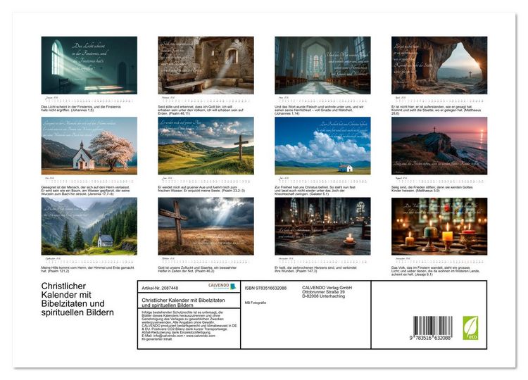 Produktbild: Christlicher Kalender mit Bibelzitaten und spirituellen Bildern (Wandkalender 2026 DIN A3 quer), CALVENDO Monatskalender