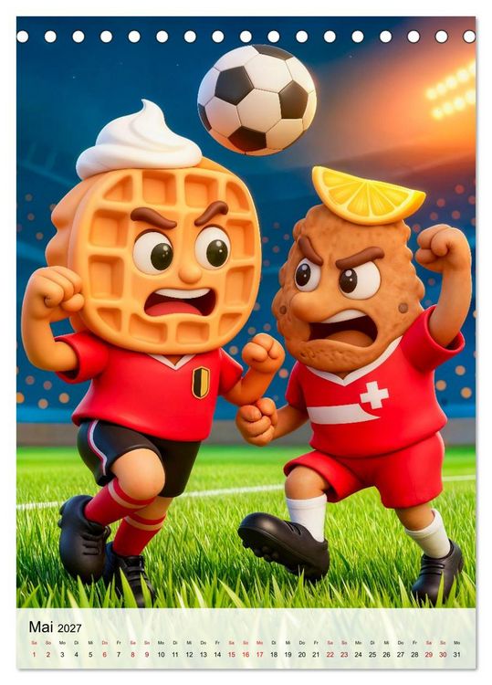 Produktbild: Food‑Fu&szlig;baller - Lustiger kulinarischer Fu&szlig;ballspa&szlig; (Tischkalender 2027 DIN A5 hoch), CALVENDO Monatskalender