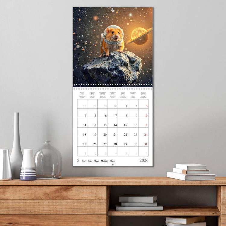 Produktbild: AI Hamster Astronauts exploring the Cosmos (Wall Calendar 2026 12 &times; 12 Inch) CALVENDO 12 Month Wall Calendar