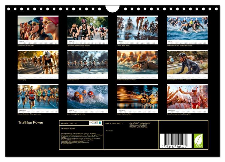 Produktbild: Triathlon Power (Wandkalender 2026 DIN A4 quer), CALVENDO Monatskalender