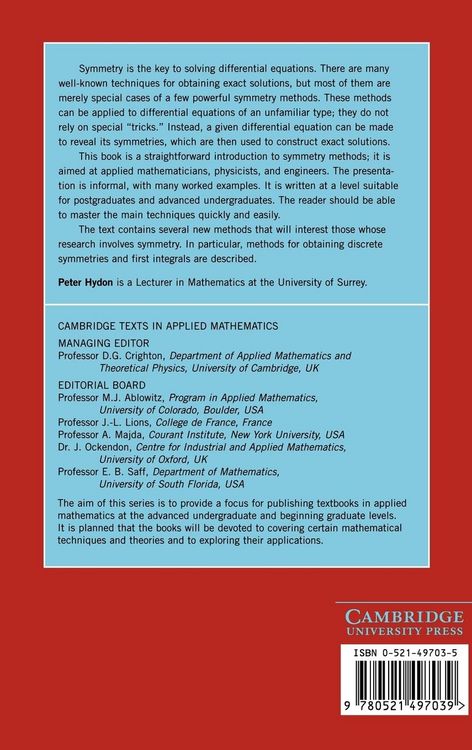 Produktbild: Symmetry Methods for Differential Equations