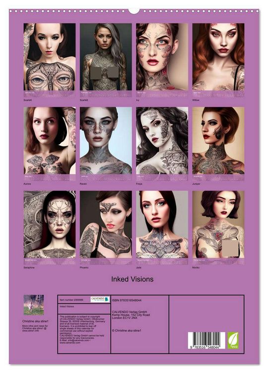 Produktbild: Inked Visions (High Quality Premium Wall Calendar 2026 DIN A2 portrait),CALVENDO 12 Month Wall Calendar