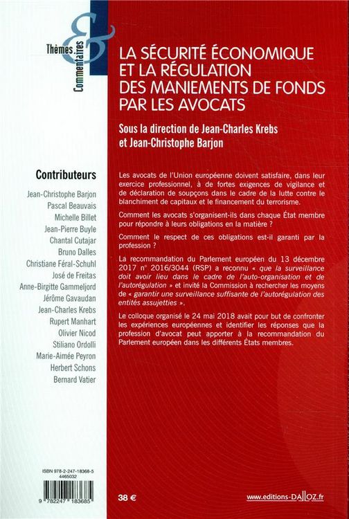 Produktbild: La Securite Economique et la Regulation des Maniements de Fonds Par