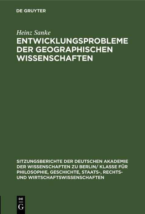 Produktbild: Entwicklungsprobleme der geographischen Wissenschaften