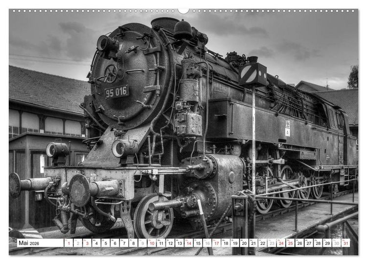 Produktbild: Unter Dampf - Eisenbahnromantik in schwarz-wei&szlig; (hochwertiger Premium Wandkalender 2026 DIN A2 quer), Kunstdruck in Hochglanz