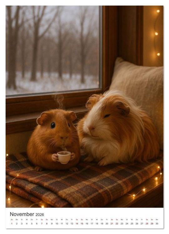 Produktbild: Cozy Moments - Meerschweinchen Kalender (Wandkalender 2026 DIN A4 hoch), CALVENDO Monatskalender