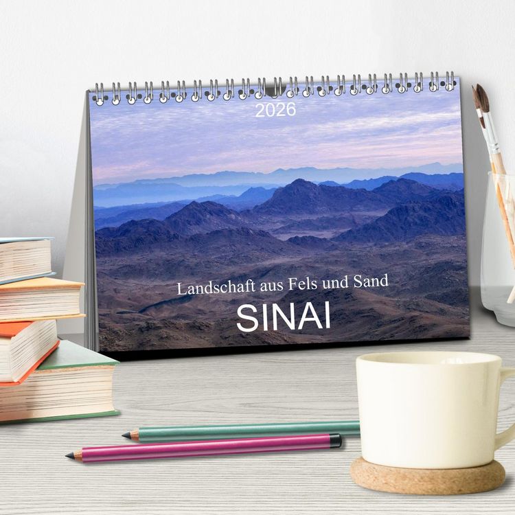 Produktbild: Sinai - Landschaft aus Fels und Sand (Tischkalender 2026 DIN A5 quer), CALVENDO Monatskalender