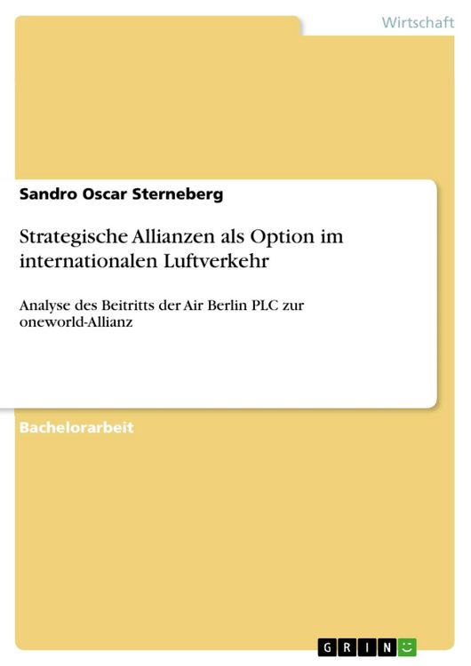 Produktbild: Strategische Allianzen als Option im internationalen Luftverkehr