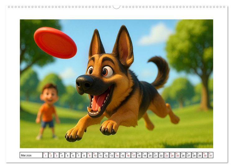Produktbild: Sch&auml;ferhund im fr&ouml;hlichen Dienst (hochwertiger Premium Wandkalender 2026 DIN A2 quer), Kunstdruck in Hochglanz