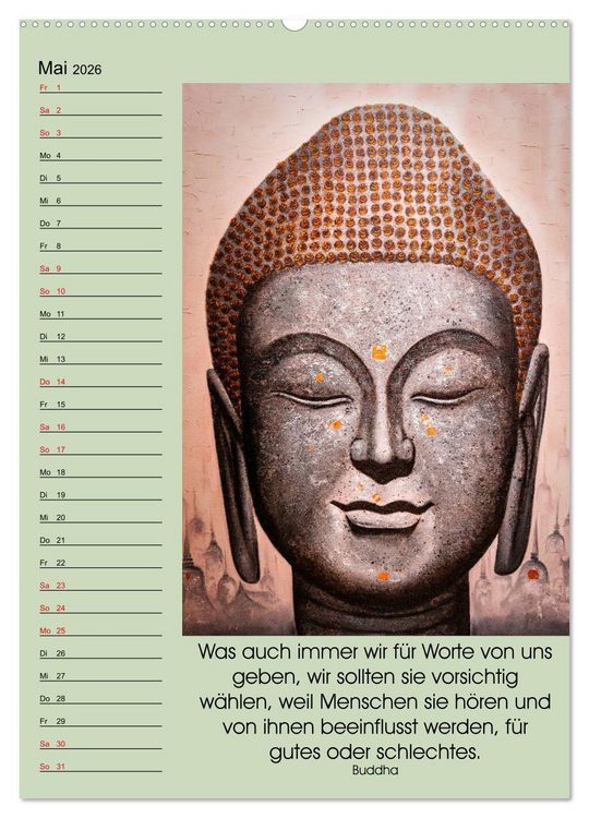 Produktbild: Lebensfreude Buddha (Wandkalender 2026 DIN A2 hoch), CALVENDO Monatskalender