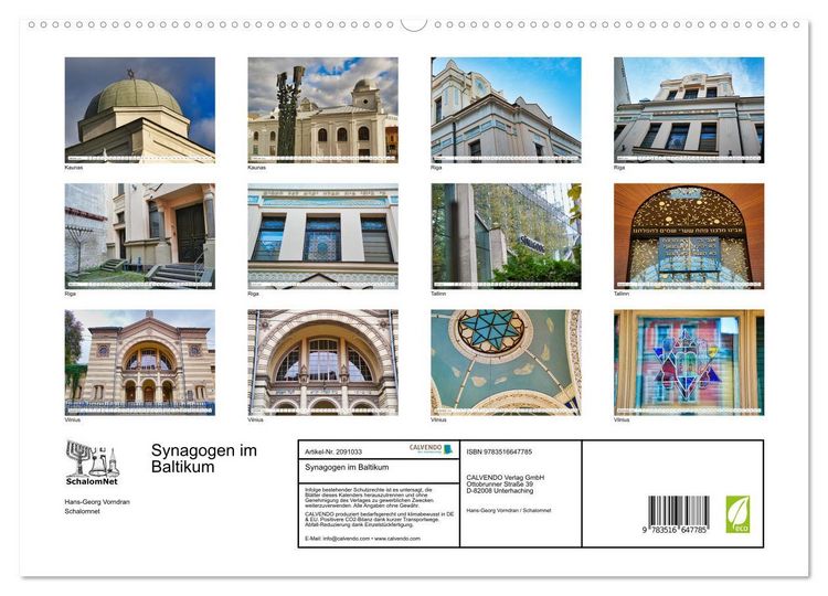 Produktbild: Synagogen im Baltikum (hochwertiger Premium Wandkalender 2026 DIN A2 quer), Kunstdruck in Hochglanz