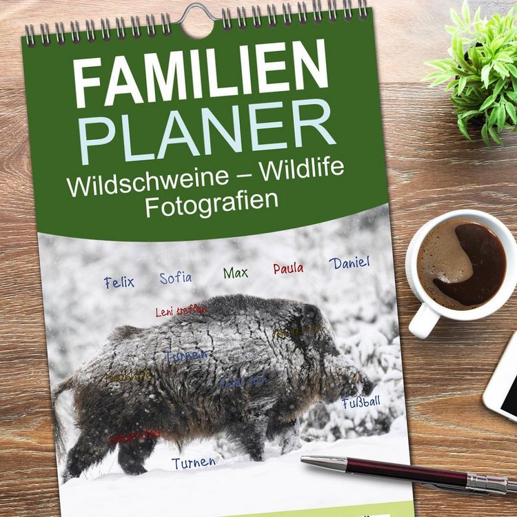 Produktbild: Familienplaner 2026 - Wildschweine &ndash; Wildlife Fotografien mit 5 Spalten (Wandkalender, 21 x 45 cm) CALVENDO
