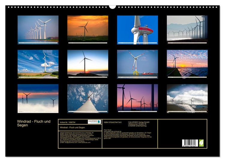 Produktbild: Windrad - Fluch und Segen (Wandkalender 2026 DIN A2 quer), CALVENDO Monatskalender
