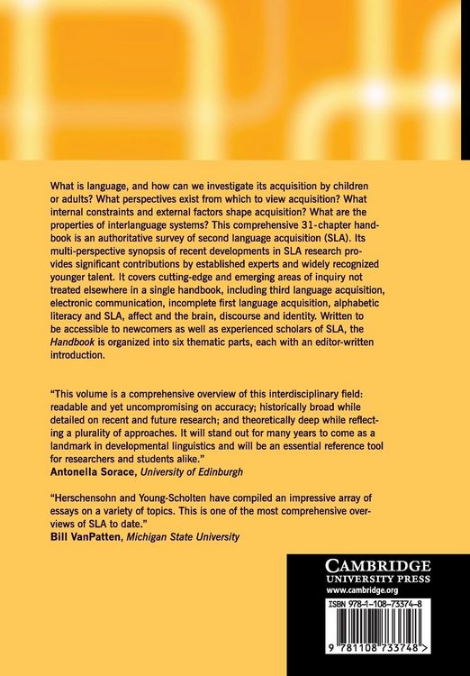 Produktbild: The Cambridge Handbook of Second Language Acquisition