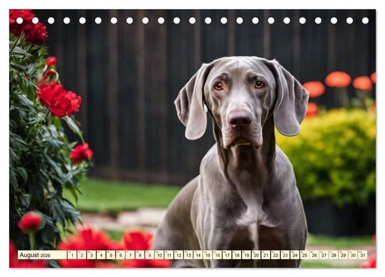 Produktbild: Weimaraner - der ideale Jagdbegleiter (Tischkalender 2026 DIN A5 quer), CALVENDO Monatskalender