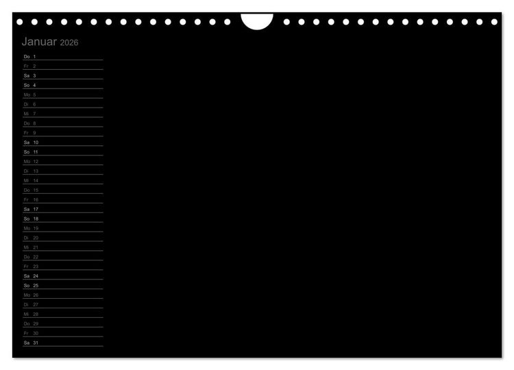 Produktbild: Bastel-Geburtstagskalender schwarz / Geburtstagskalender (Wandkalender 2026 DIN A4 quer), CALVENDO Monatskalender