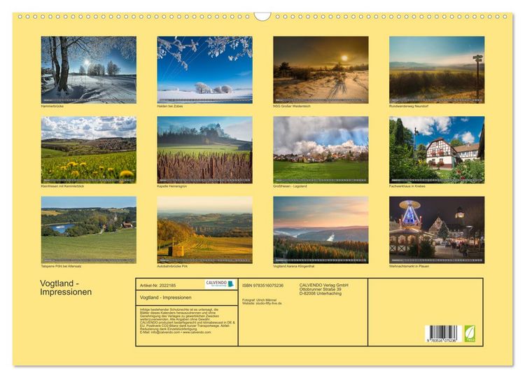 Produktbild: Vogtland - Impressionen (Wandkalender 2026 DIN A2 quer), CALVENDO Monatskalender