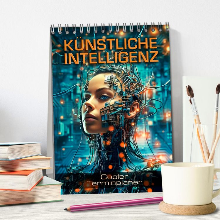 Produktbild: K&Uuml;NSTLICHE INTELLIGENZ Cooler Terminplaner (Tischkalender 2026 DIN A5 hoch), CALVENDO Monatskalender