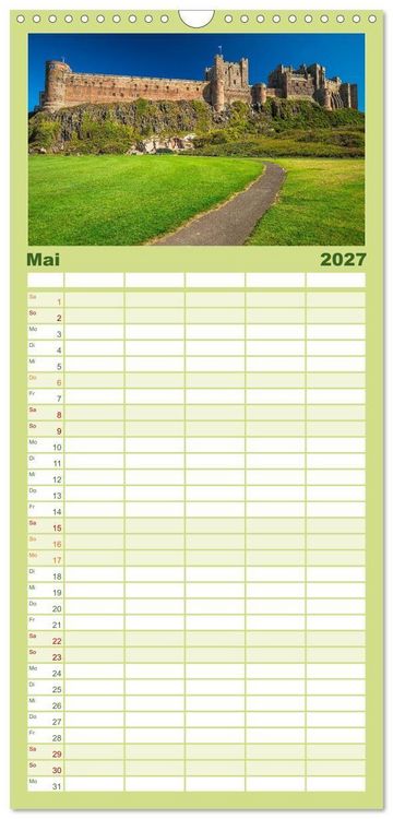 Produktbild: Familienplaner 2027 - Burgen und Schl&ouml;sser in England mit 5 Spalten (Wandkalender, 21 x 45 cm) CALVENDO