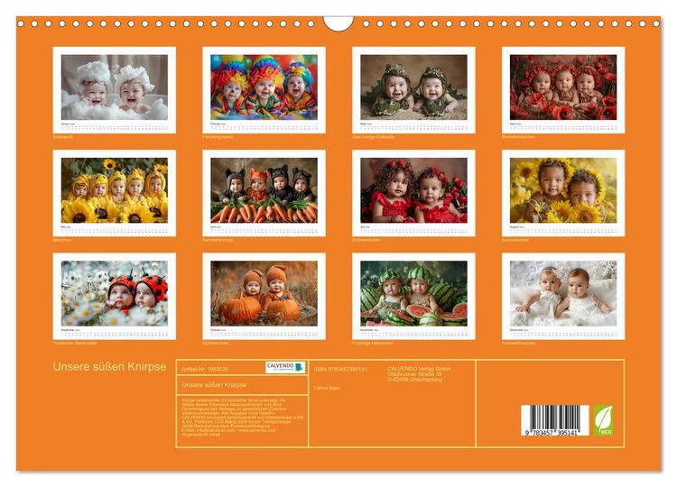 Produktbild: Unsere s&uuml;&szlig;en Knirpse (Wandkalender 2026 DIN A3 quer), CALVENDO Monatskalender