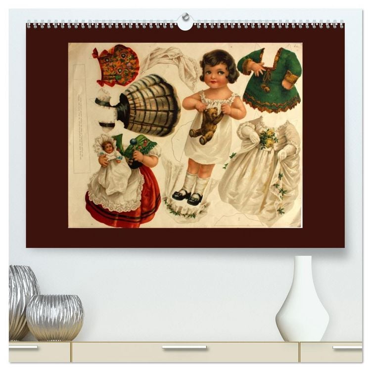 Produktbild: Alte europ&auml;ische Ankleidepuppen aus Papier (hochwertiger Premium Wandkalender 2026 DIN A2 quer), Kunstdruck in Hochglanz