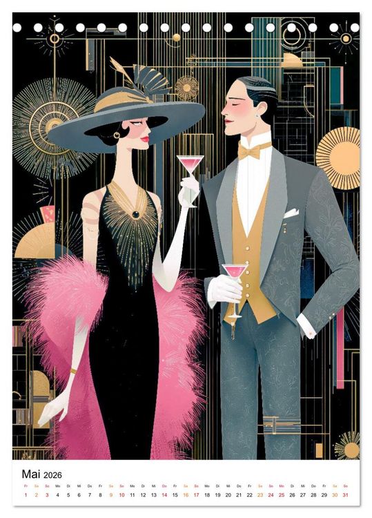 Produktbild: Art Deco - Glamour, Geometrie und Goldstaub (Tischkalender 2026 DIN A5 hoch), CALVENDO Monatskalender