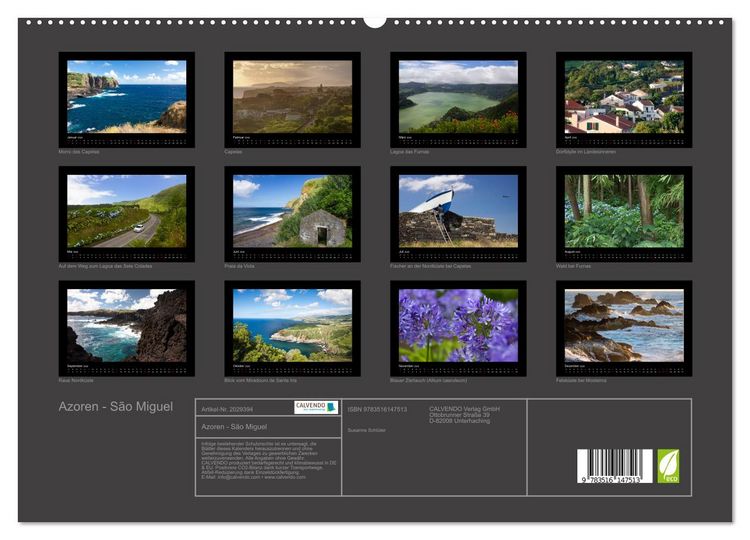 Produktbild: Azoren - S&atilde;o Miguel (hochwertiger Premium Wandkalender 2026 DIN A2 quer), Kunstdruck in Hochglanz