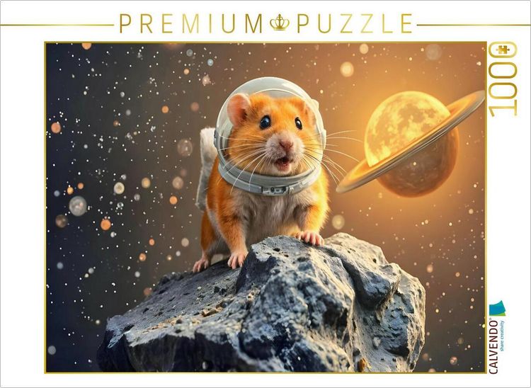 Produktbild: CALVENDO Puzzle Galaktisch s&uuml;&szlig; - Ein Hamster auf gro&szlig;er Mission! | 1000 Teile Lege-Gr&ouml;&szlig;e 64x48cm Foto-Puzzle f&uuml;r gl&uuml;ckliche Stunden