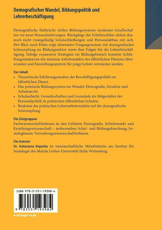 Produktbild: Demografischer Wandel, Bildungspolitik und Lehrerbesch&auml;ftigung