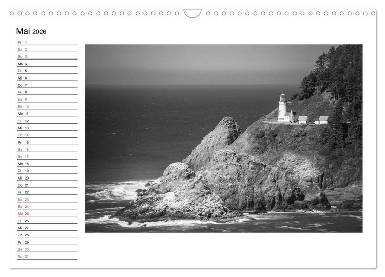 Produktbild: Leuchtt&uuml;rme der Westk&uuml;ste der USA (Wandkalender 2026 DIN A3 quer), CALVENDO Monatskalender