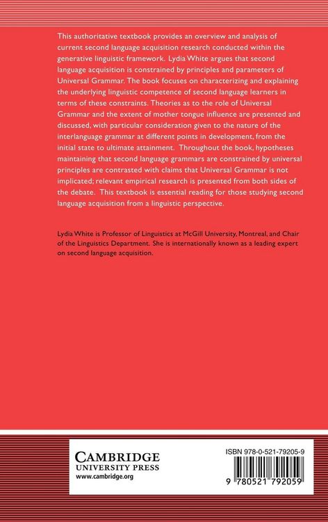 Produktbild: Second Language Acquisition and Universal Grammar