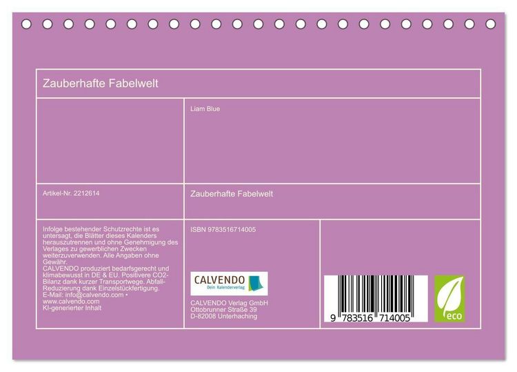 Produktbild: Zauberhafte Fabelwelt (Tischkalender 2026 DIN A5 quer), CALVENDO Monatskalender