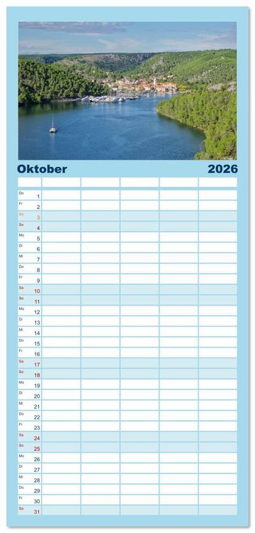 Produktbild: Familienplaner 2026 - Dalmatien - Stille Orte mit 5 Spalten (Wandkalender, 21 x 45 cm) CALVENDO