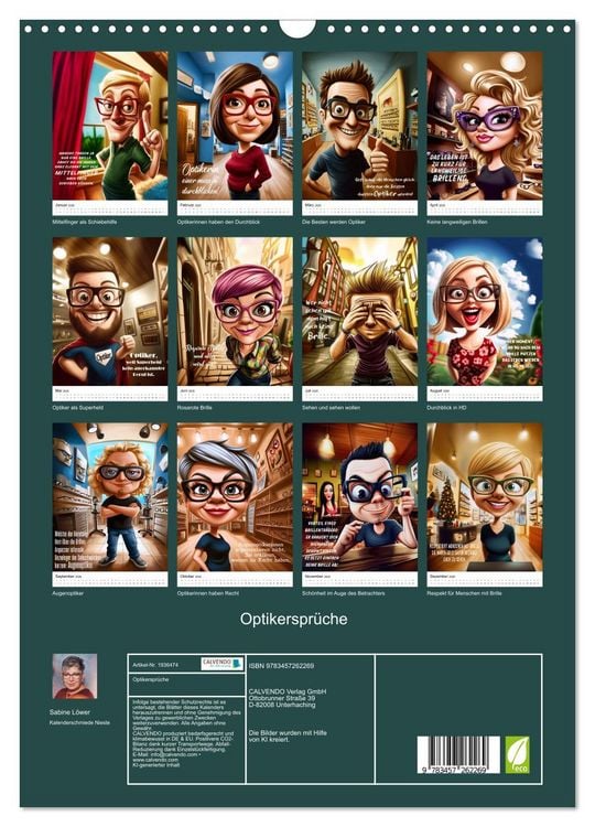 Produktbild: Optikerspr&uuml;che (Wandkalender 2026 DIN A3 hoch), CALVENDO Monatskalender