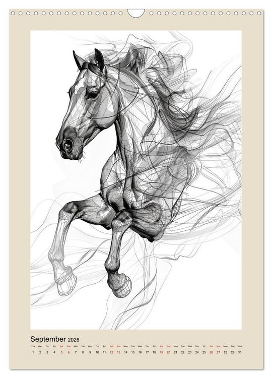 Produktbild: Sketchy Power Horses (Wall Calendar 2026 DIN A3 portrait), CALVENDO 12 Month Wall Calendar