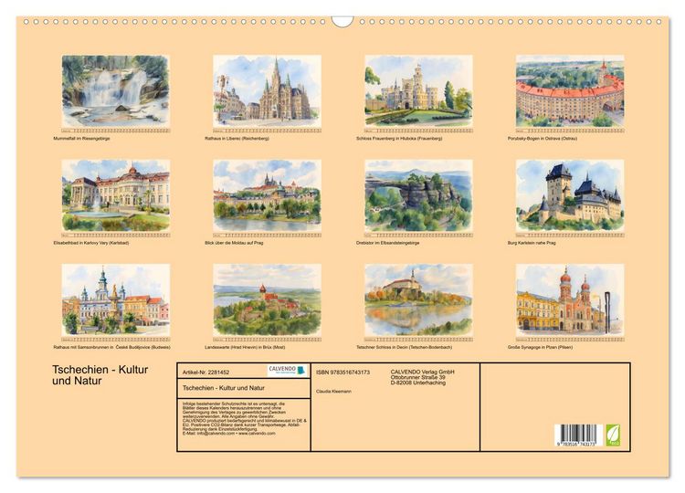 Produktbild: Tschechien - Kultur und Natur (Wandkalender 2026 DIN A2 quer), CALVENDO Monatskalender